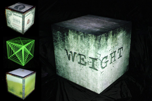 「Weight」 3D Projection Mapping / Wood, Projector / Video Loops / 60x60x60cm, 2016